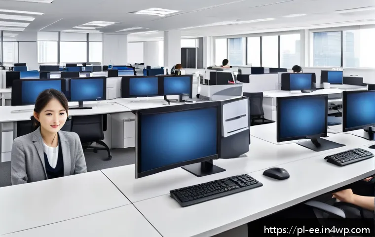 일제 강점기 일본인의 근무 방식 - A detailed illustration of a modern South Korean office environment blending traditional Japanese hi...